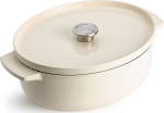KitchenAid Br&auml;ter with lid Cast Iron 30cm, oval, creme