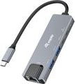 Equip Adapter USB-C->RJ45/2xUSB-A/USB-C/PD 0.25m Alu