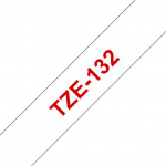 Kleepkirjalint Brother TZE-132 l&auml;bipaistev, punane tekst, laius 12mm