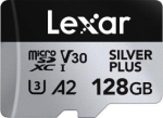 Lexar 128GB microSDXC Professional SILVER Plus UHS-I A2 V30 U3 4K - microSDXC | 128GB | UHS-I | U3 | A2 | V30 | 4K | Reading do 205 MB/s | Record do 150MB/s | Adapter SD