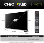 Television CHiQ L40QST TV 40'', QLED, Full HD, Google TV, Frameless, Dolby Audio, dbx-tv, HDR 10