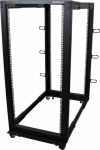 StarTech.com 25U-serverrack med open ram - 4 posts adjustable depth (59 cm till 104 cm) rack for network equipment with wheels/level feet/cable management (4POSTRACK25U) - Rack open ram - svart - 25U - for P/N: CABSCREWM5B, CABSCREWSM5, CABSCREWSM5B, ...