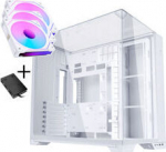 Lian Li O11 Vision Compact - wei&szlig; + 3x UNI FAN SL-INF 120 ARGB Reverse Blade PWM L&uuml;fter - 120mm (Ink. Controller)