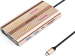 Orico USB-C 12w1 RGB | 3x USB-A | USB-C PD 100W | HDMI 4K | VGA | RJ45 Gigabit - pink-gold