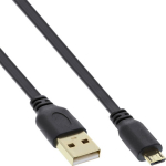 InLine Micro-USB 2.0 Flachkabel, USB-A an Micro-B, schwarz - 3m