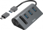 Hama USB Hub/Czytnik kart | 3x USB-A | SD | microSD | USB-C Adapter