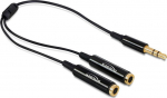DELOCK Klinkekabel 3.5mm -> 2x 3.5mm St/Bu 0.25m schwarz