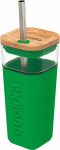 Quokka Liquid Cube - Glass mug 540 ml with a straw made of stainless steel (Green)