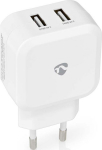 Toalaadija Nedis 2xUSB, 4.8A, 24W, valge