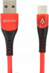 Kabel USB Accura Accura USB-A - USB-C 1.0mgumowy 5V/2A czerwony