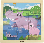Viga Toys VIGA Handy Wooden Puzzle Hippos 9 element&oacute;w