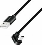 LogiLink USB 2.0 | USB-A - USB-C 2.0m w Braided angle black - kabel LogiLink USB 2.0 - USB-C 2.0m M/M angled black