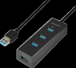 AXAGON HUE-S2BL 4x USB3.0 Charging Hub 1.2m Cable, MicroUSB Charging