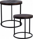 Home Styling Collection Set of coffee tables with a paulownia wood top, metal frame, 2 art, &Oslash; 43 cm, &Oslash; 38 cm