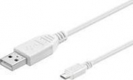 MicroConnect USB A to USB Micro B, Version, 2.0, White, 1.0m White