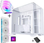 Lian Li O11 Vision Compact - white + 3x UNI FAN SL-INF 120 ARGB Reverse Blade fans - 120mm + HydroShift II LCD-S 360TL AiO water cooling, 360mm