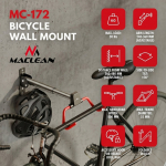 Maclean Horizontal Wall-Mounted Bike Rack, Steel, Max. Load 30 kg, Adjustable Angle, MC-172