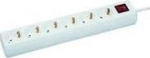 MicroConnect 6-way Schuko Socket 1.8M White, With ON/OFF switch and