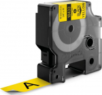 Kleepkirjalint Dymo 19mm, must/kollasel RHINO Tape 18433 Black on Yellow, Coloured Vinyl 5.5m