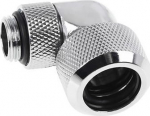 Alphacool Eiszapfen Anschluss 90 Grad G1/4 Zoll AG auf 16mm AD Hardtube - drehbar, Shiny silver