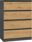 Topeshop CABINET CABINET BOOKLET 4 DRAWERS M4 ANTHRACITE / DĄB ARTISAN