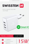 Swissten Smart IC Travel Charger 3x USB 3А 15W