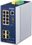 Planet PLANET Industrial 8-Port GE PoE+ 2*1G SFP+ 2*2.5G SFP - 8-Port Managed L2+ Gigabit Ethernet (10/100/1000) Staff PoE Aluminium, Niebieski