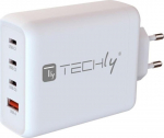 Techly Netzteil - GaN - 140 Watt - 5 A - QC, PD - 4 Ausgabeanschlussstellen (USB, 3 x USB-C)