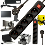 Bounn Power Strip BOUNN Power Strip zasilaj&Auml; ca antyprzepi&Auml; Qualitative 5 sockets 1.5 m czarna 16A