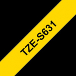 Brother | TZe-S631 Strong Adhesive Laminated Tape | Black on Yellow | TZe | 8 m | 1.2 cm