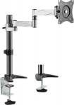 LogiLink Befestigungskit - einstellbarer Arm - f&uuml;r Monitor - Aluminium, Stahl - metallic gray - screen size: 33-68.6 cm (13"-27")