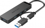 Vention 4-Port USB 3.0 Hub with USB-C & USB 3.0 2-in-1 Interface and Power Supply 0.15M ABS Type