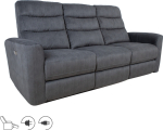 Recliner sofa GASTON 3-seater with electric mechanism, grey velvet