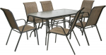 Garden furniture set DUBLIN table and 6 chairs, golden brown