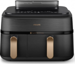Philips 5000 series NA552/00 fryer Double 9 L Stand-alone 2750 W Hot air fryer Black, Gold