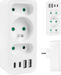Maclean Splitter for 3 jack MCE248 F/W 2xUSB-A 2xUSB-C white