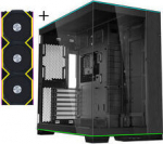Lian Li O11D EVO RGB, Tempered Glass - schwarz + UNI FAN SL Wireless ARGB PWM L&uuml;fter, 3er-Pack with. Controller - 120mm