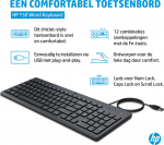 HP 150 WD KBD FR, Full size (100%), Kabelgebunden, USB, Schwarz