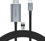 HDMI kaabel USB-C -> HDMI 2.1 8K 60Hz, 2m, hall/must, Tech-Protect