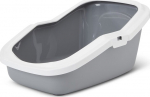 SAVIC ASEO Grey with White Rim - Open Cat Litter Tray - 56x39x27.5 cm - 1 pc