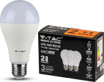 V-TAC LED lamp 3-pakk, E27/A60/8.5W/806lm/3000K