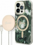 Guess Charger Case Set + Wireless Charger GUBPP14LHJEACSA Apple iPhone 14 Pro zielony/ zielony hard case Jungle MagSafe