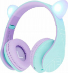 Headphones PowerLocus P2 Purple and mint cat ears