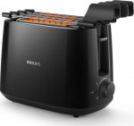 Philips Daily Collection Toaster HD2583/90, Plastic, 2-slot, bun warmer, sandwich rack, black