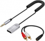 Qoltec Wireless audio receiver adapter Audio HiFi Home&Car | Bluetooth 6.0 | 2 x RCA | 1 x AUX MiniJack 3.5mm | USB | Microphone