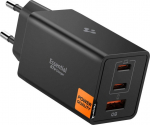 Toalaadija adapter Essential 67W, 2x USB-C + 1x USB-A juhtmele, must, GaN-Pro kiirlaadimine, EE673EU, Spigen