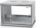 Techly Hanging cabinet ECO 19cali 6U/320mm assembled, glass door, szara