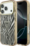 Guess IML Zebra Glitter Triangle Logo MagSafe for iPhone 18 Pro Max / iPhone 17 Pro Max / gold