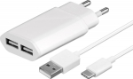 MicroConnect USB-C Charger Set 2.4 A, USB-C to USB2.4A 1m + Charger