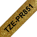 Kleepkirjalint Brother TZE-PR851 s&auml;delev kuldne, must tekst, laius 24mm